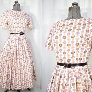 Dress printed cotton retro